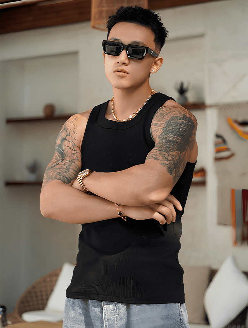 Kairo Stretch Tank Tops - Black