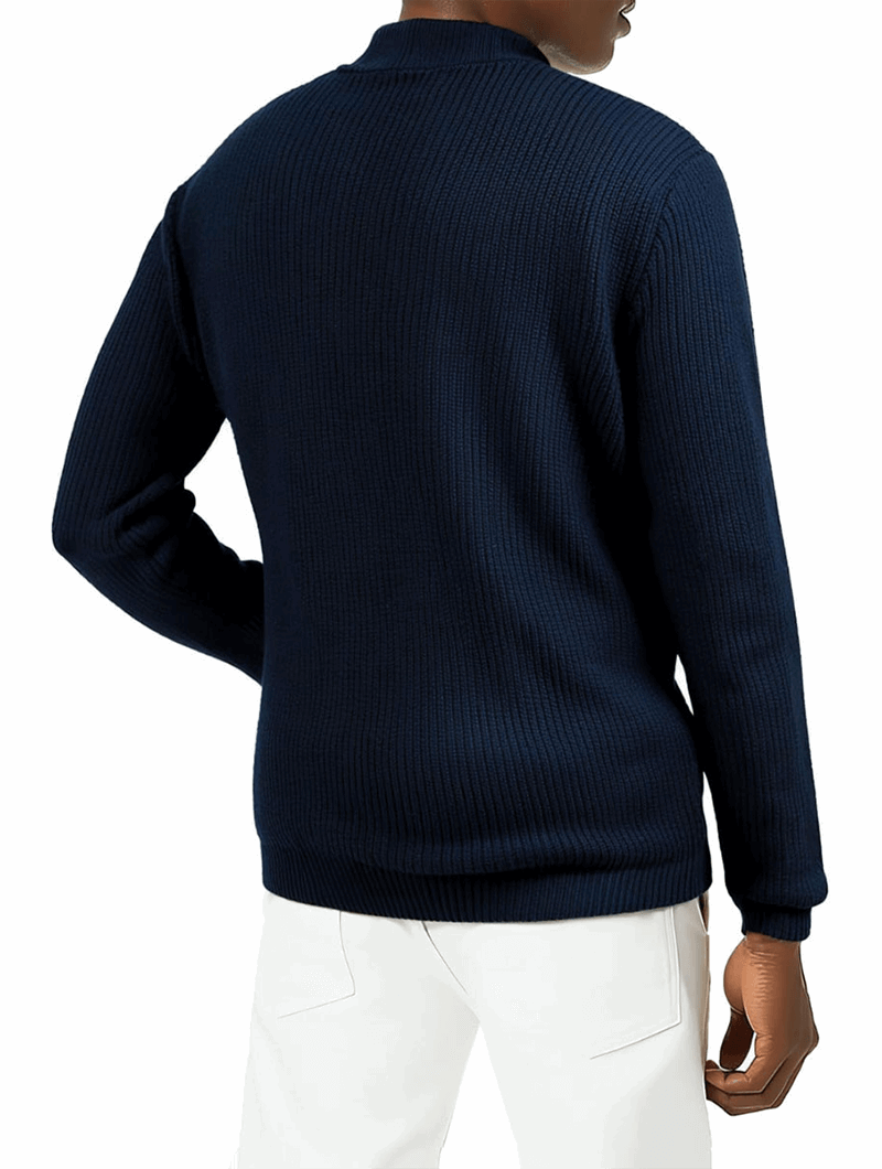 Valerio Zip Strickpullover - Marineblau