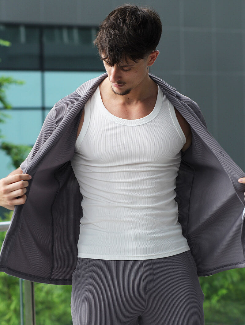 Bailey Ribbed Shirt - Grey