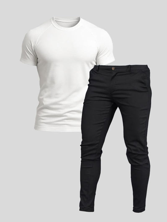 Smart Fit Set | Noa Pants Black + Aleano White T-Shirt
