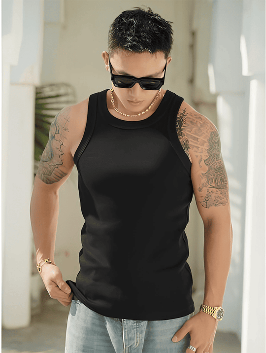 Kairo Stretch Tank Tops - Black