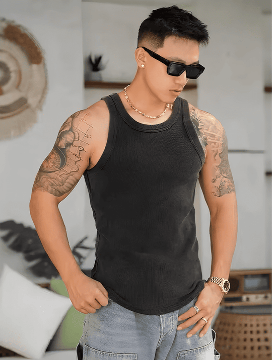 Kairo Stretch Tank Tops - Black