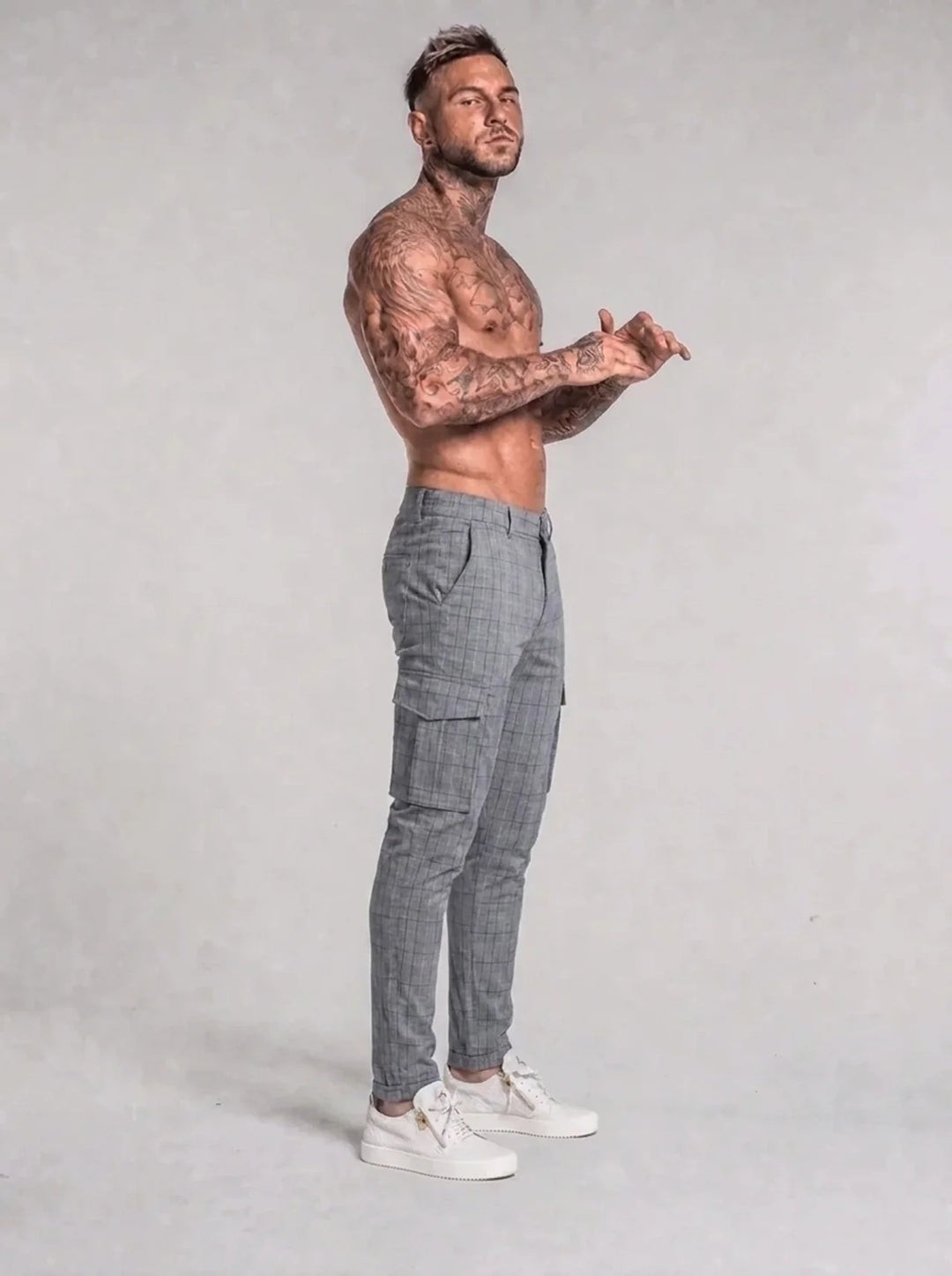 Alessio Check Trousers - Grey