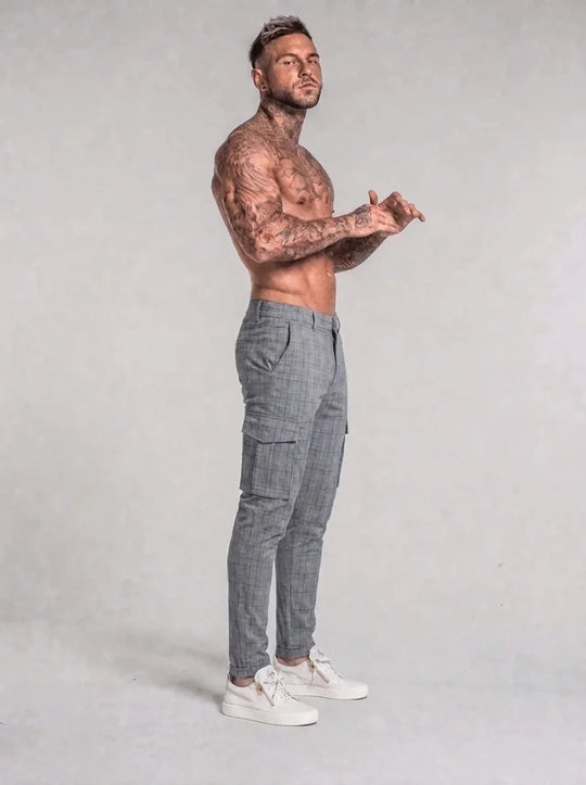 Alessio Check Trousers - Grey