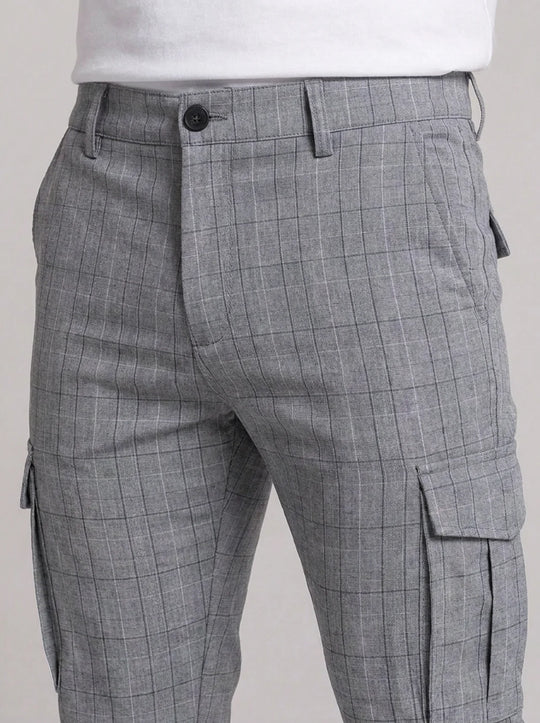 Alessio Check Trousers - Grey