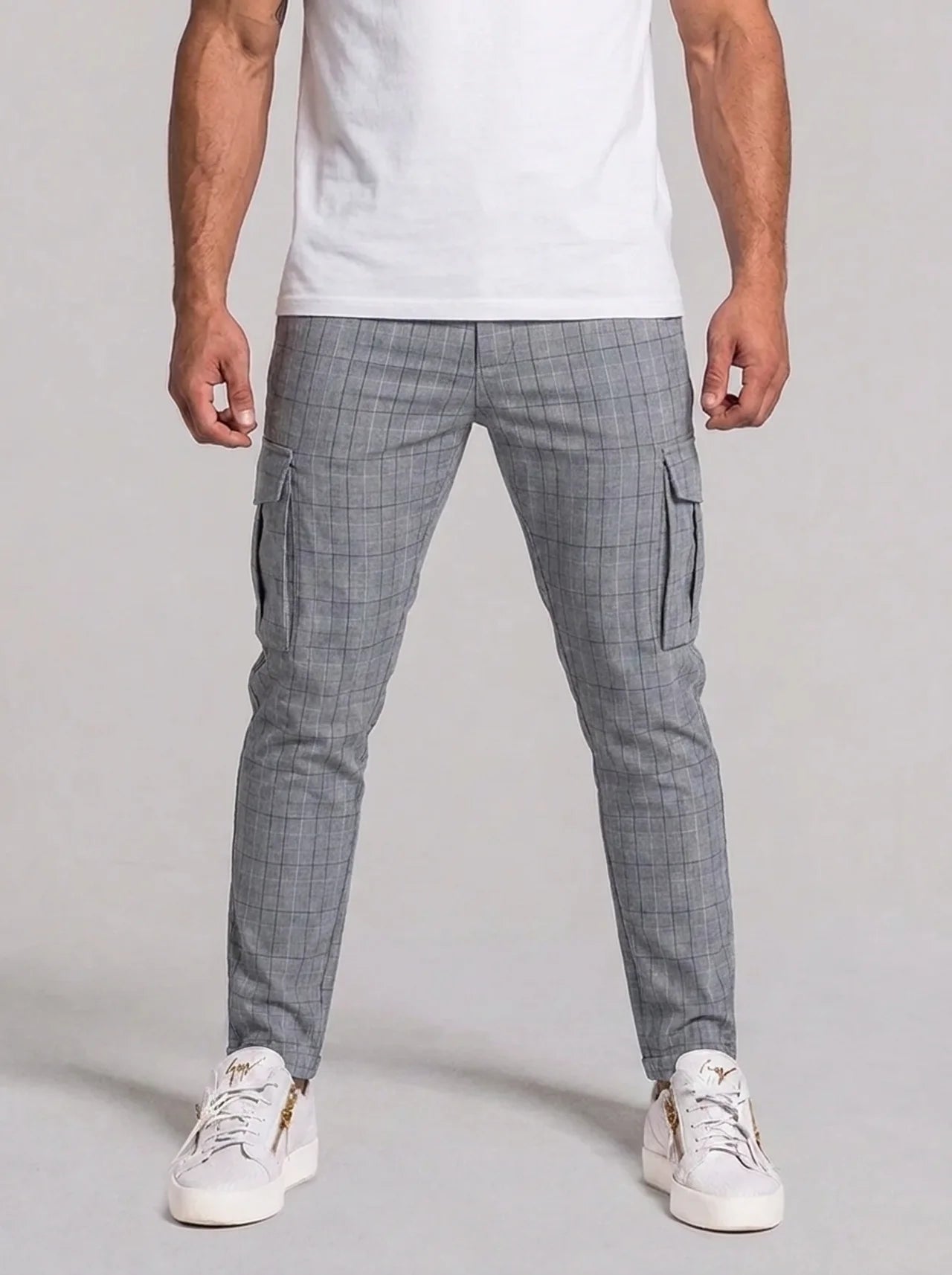 Alessio Check Trousers - Grey