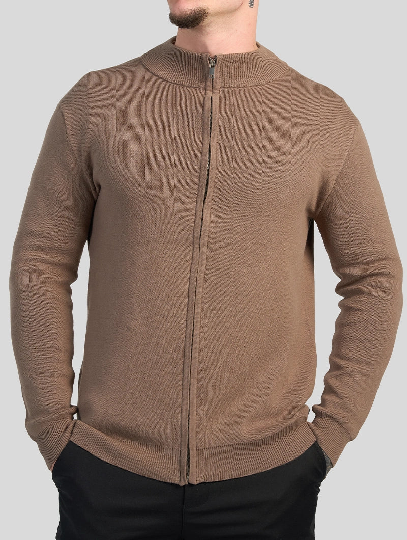 Apollo Zip Sweater - Marrone