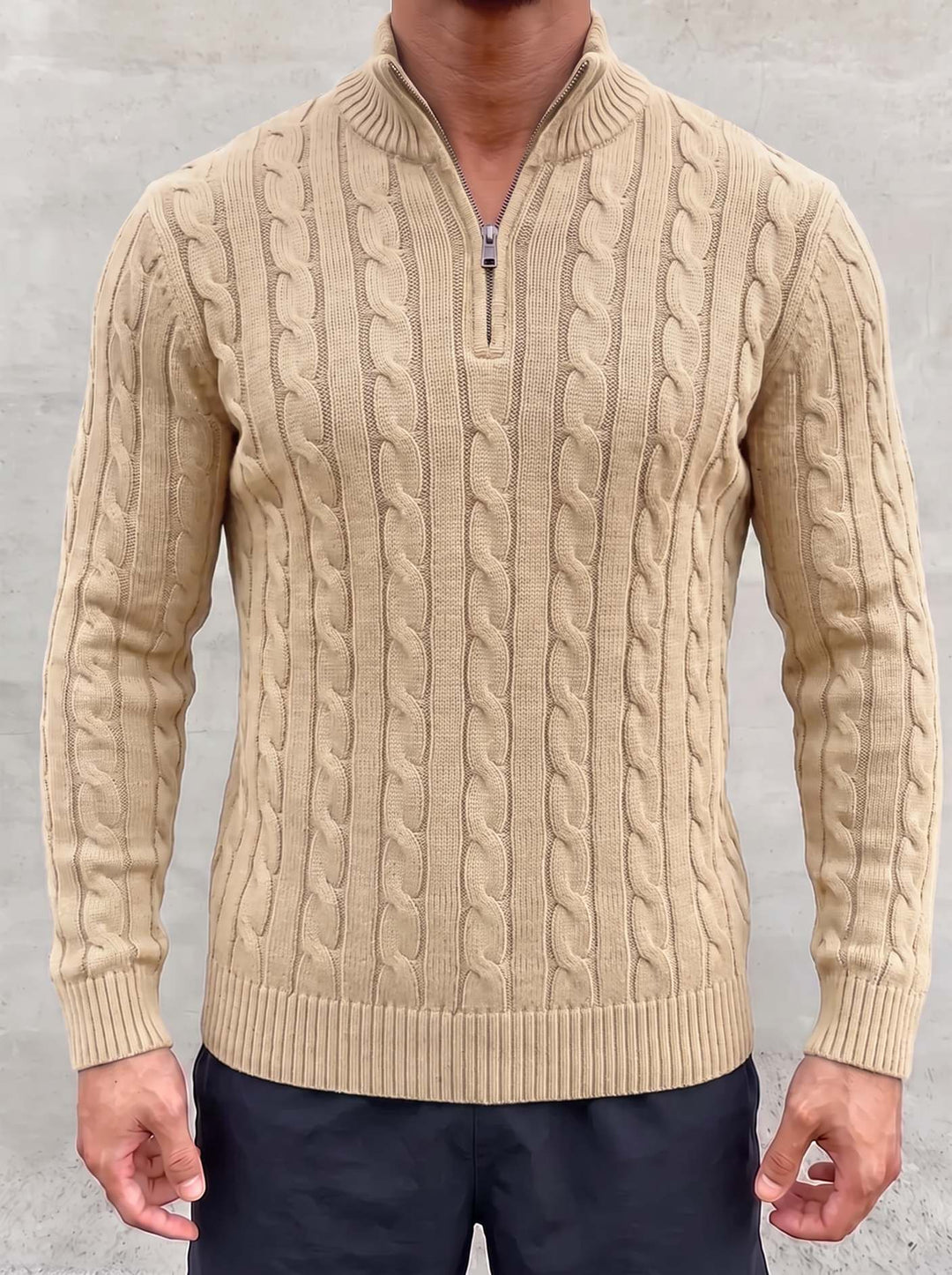 Arturo Cable-Knit Sweater - Beige - front detail