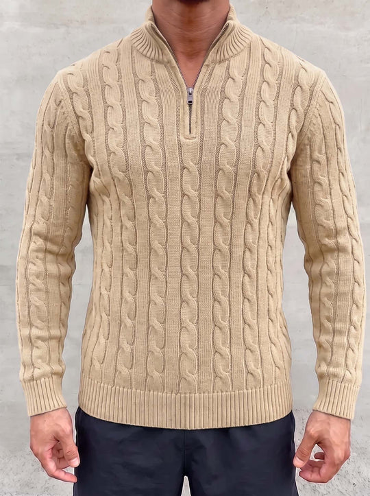Arturo Cable-Knit Sweater - Beige - front detail