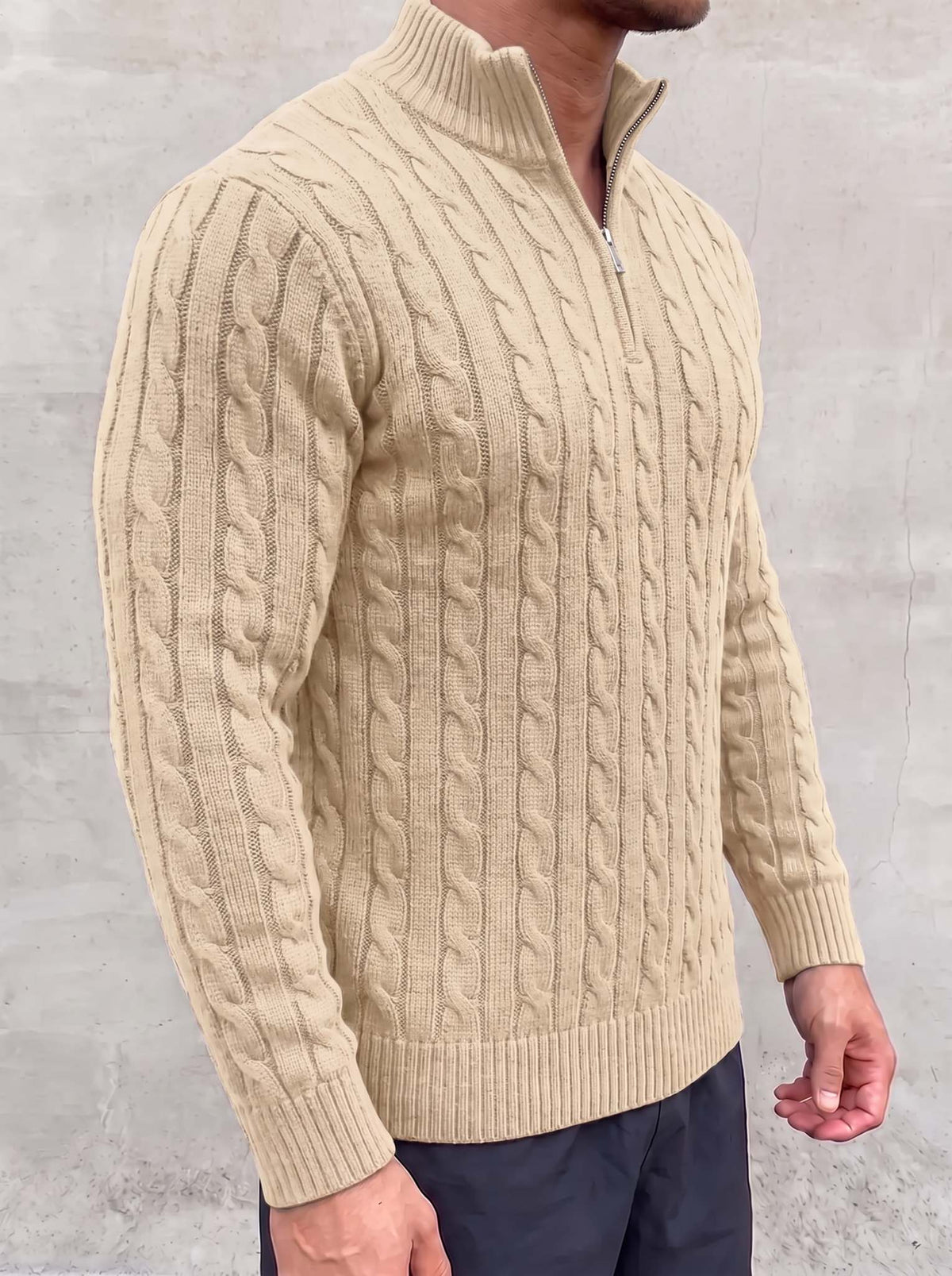 Arturo Cable-Knit Sweater - Beige - side view