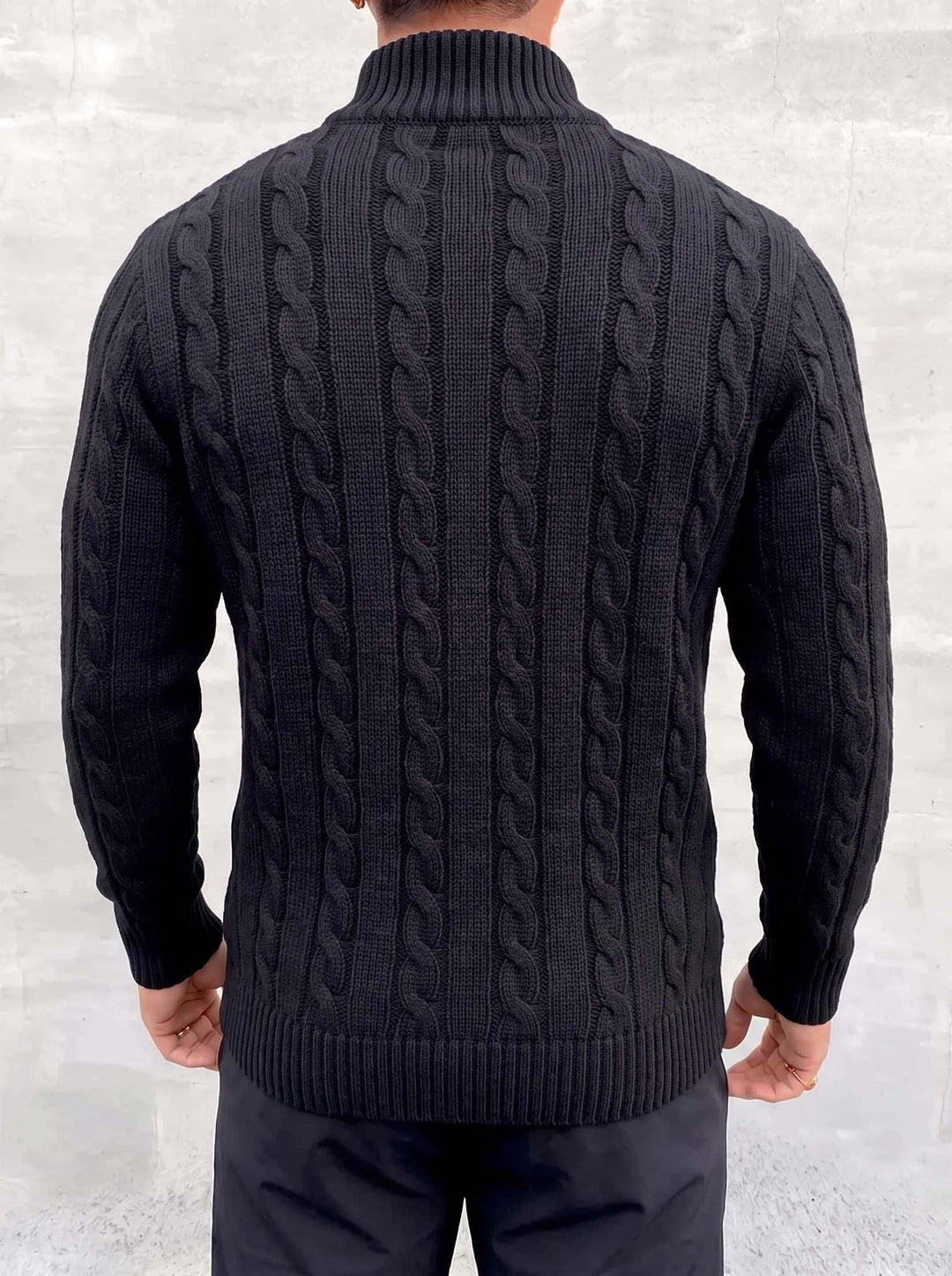 Arturo Cable-Knit Sweater - Black - back view