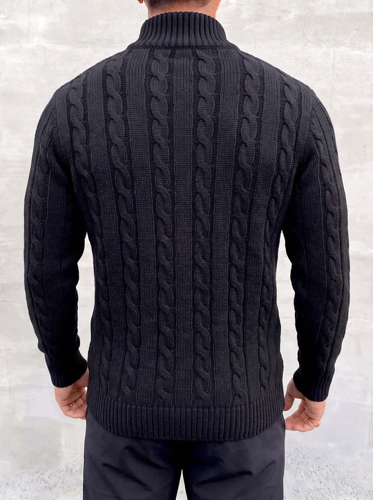 Arturo Cable-Knit Sweater - Black - back view