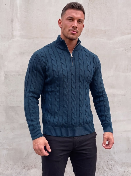 Arturo Cable-Knit Sweater - Blue - front view