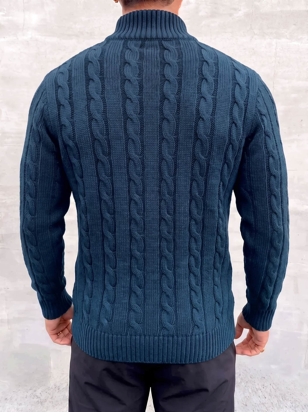 Arturo Cable-Knit Sweater - Blue - back view