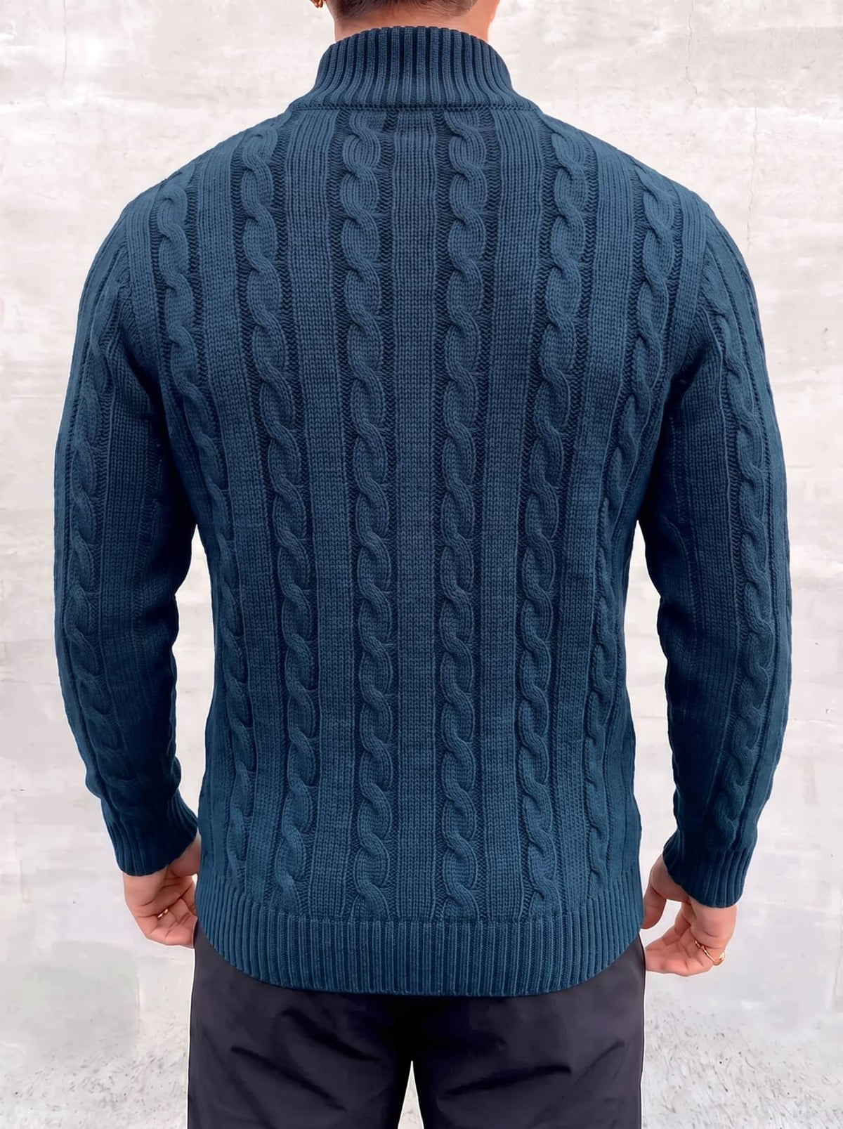 Arturo Cable-Knit Sweater - Blue - back view