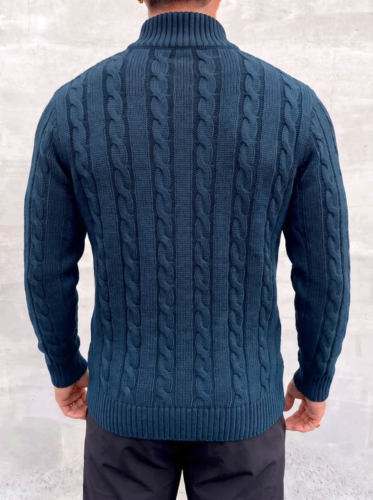 Arturo Cable-Knit Sweater - Blue - back view