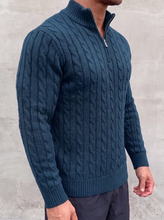 Arturo Cable-Knit Sweater - Blue - side view