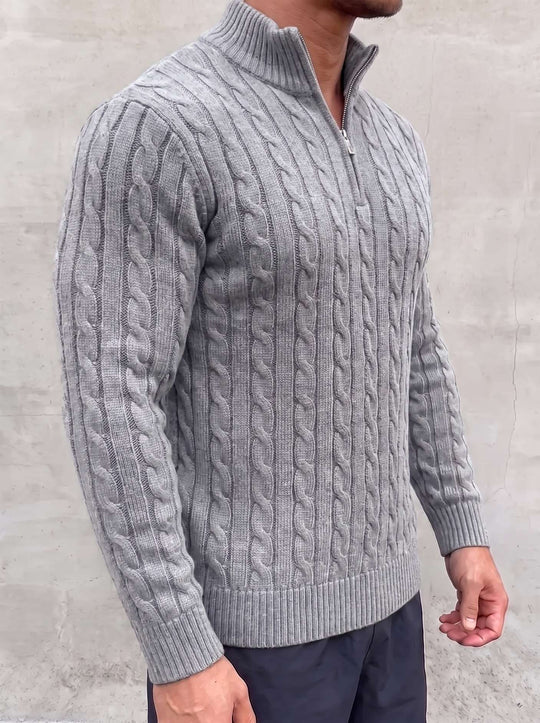 Arturo Cable-Knit Sweater - Light Grey - side view