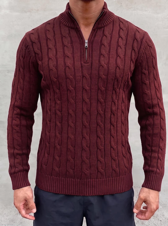Arturo Cable-Knit Sweater - Red - front detail