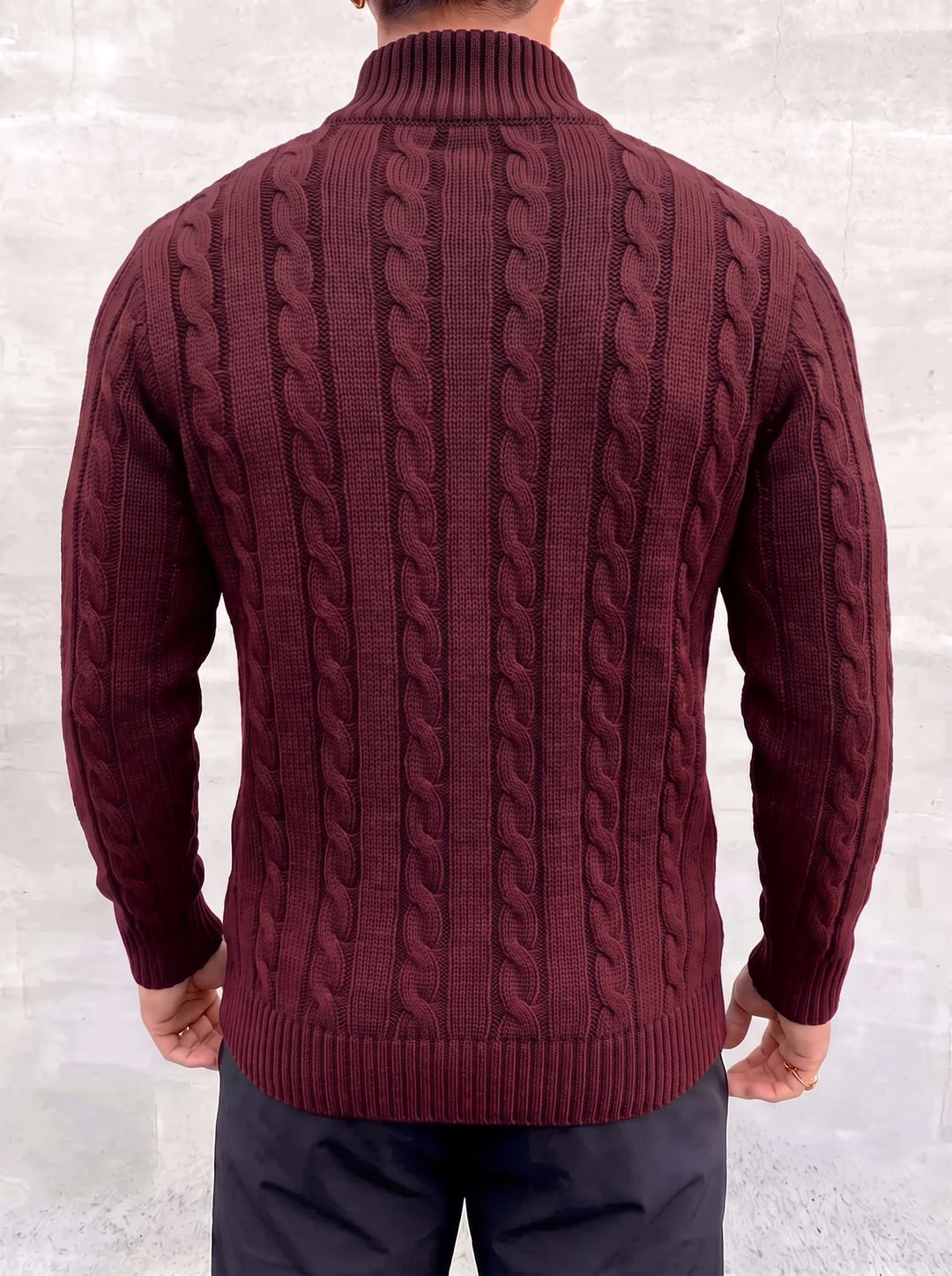 Arturo Cable-Knit Sweater - Red - back view