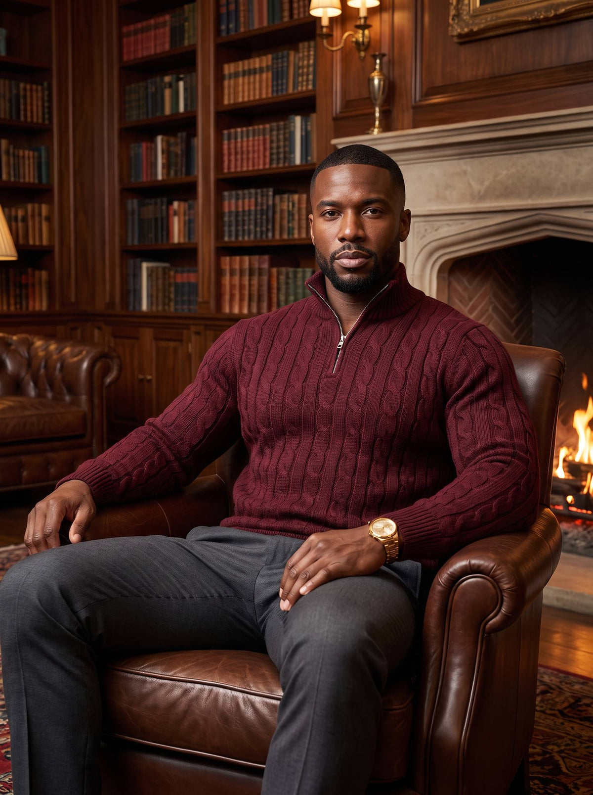 Arturo Cable-Knit Sweater - Red - lifestyle