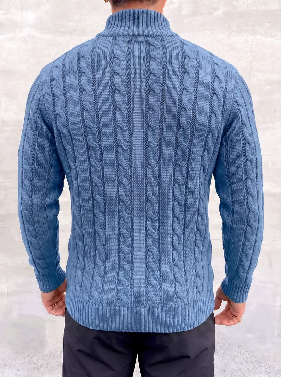 Arturo Cable-Knit Sweater - Sky Blue - back view