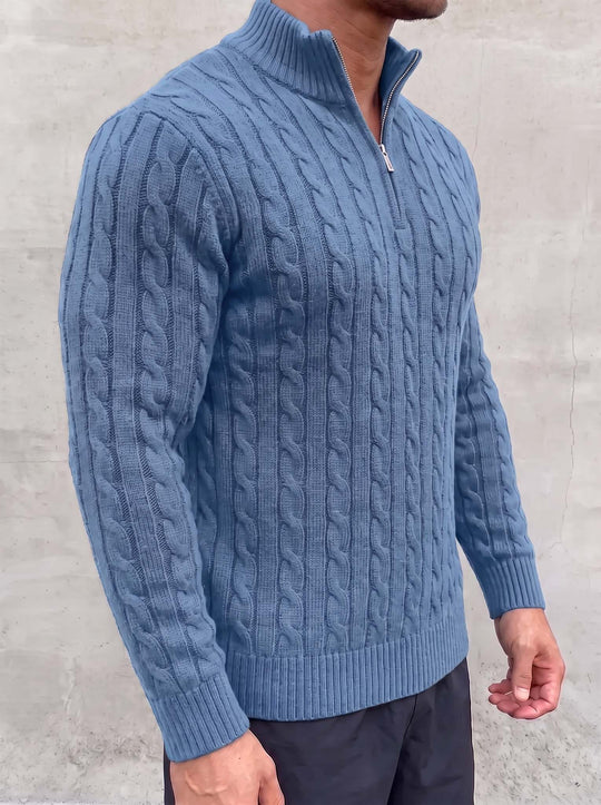Arturo Cable-Knit Sweater - Sky Blue - side view
