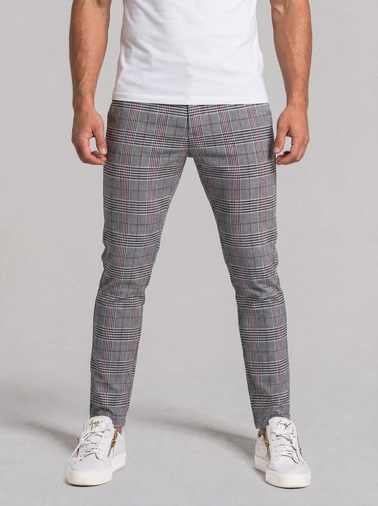 Aurelio Check Trousers - Grey