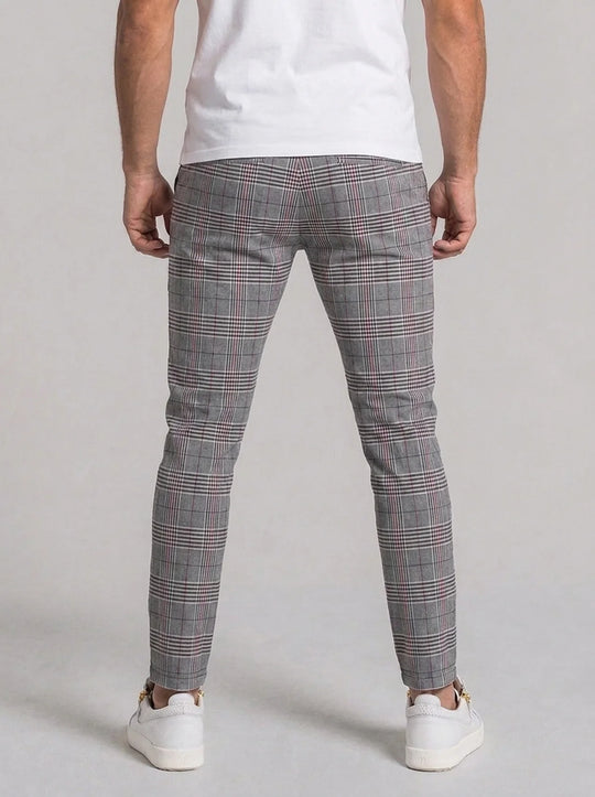 Aurelio Check Trousers - Grey