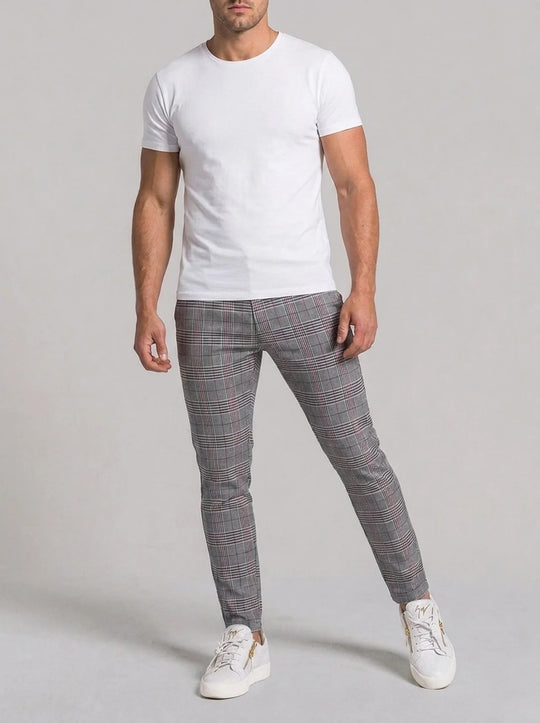 Aurelio Check Trousers - Grey