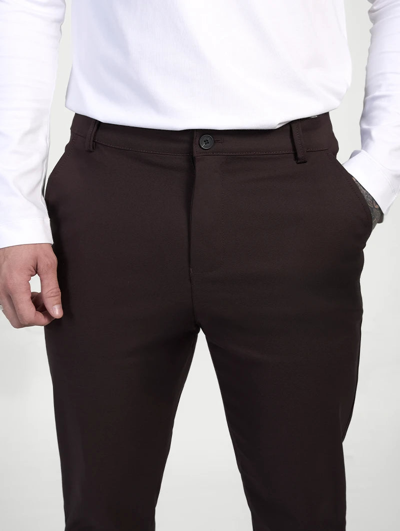Pantaloni Stretch Astino - Marrone Scuro