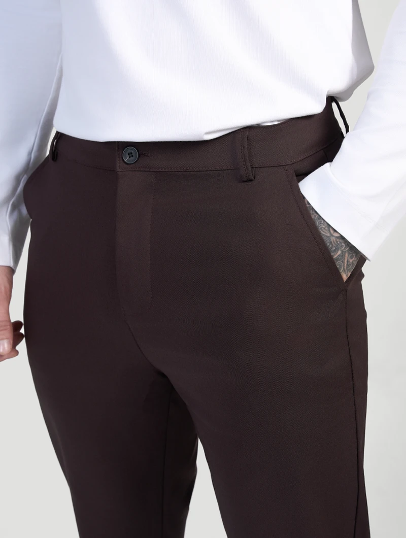 Pantaloni Stretch Astino - Marrone Scuro