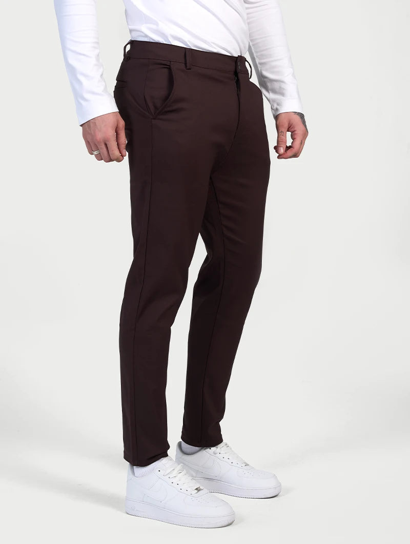 Pantaloni Stretch Astino - Marrone Scuro