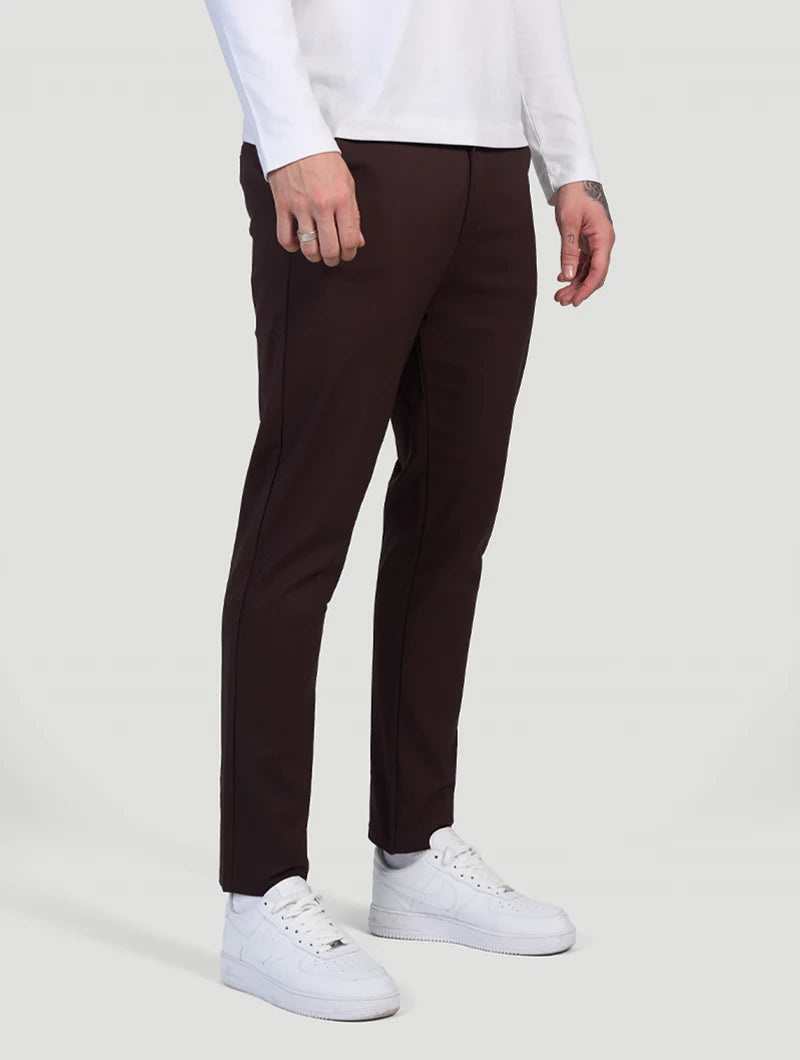 Pantaloni Stretch Astino - Marrone Scuro