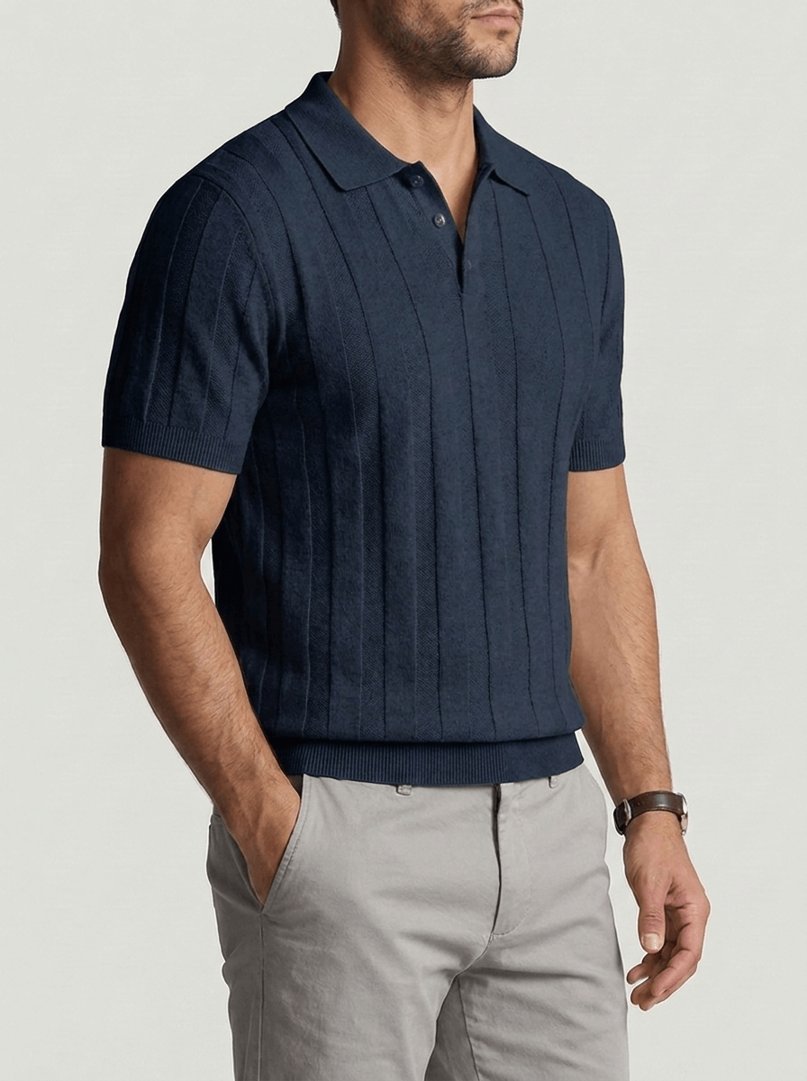 Dante Knit Polo Shirt - Navy Blue