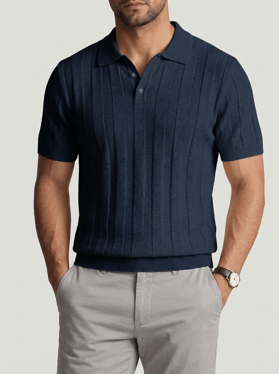 Dante Knit Polo Shirt - Navy Blue