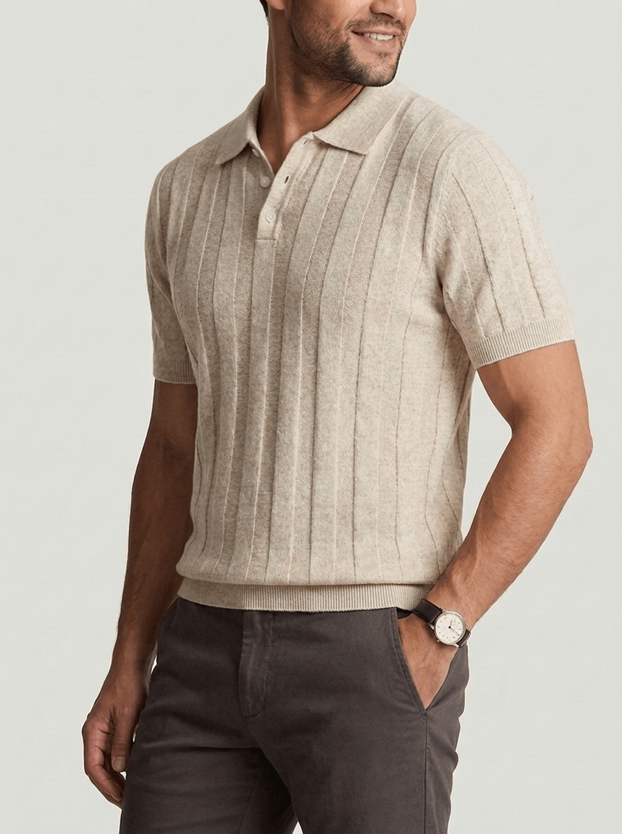 Dante Knit Polo Shirt - Beige