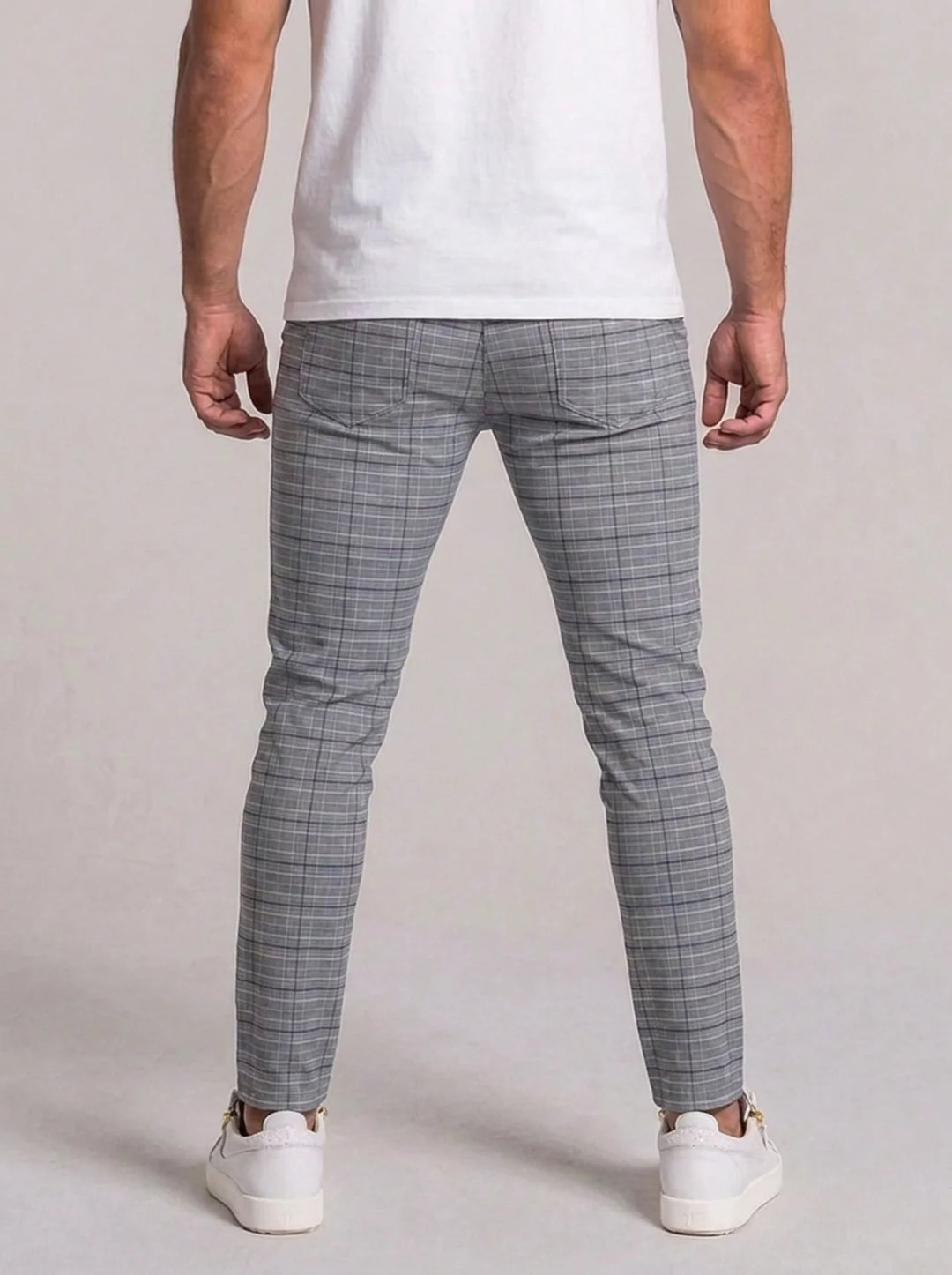Emilio Check Trousers - Light Grey