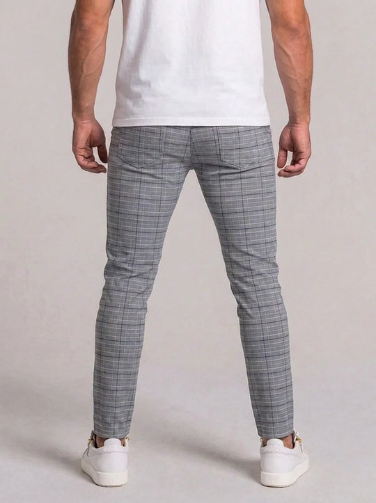 Emilio Check Trousers - Light Grey