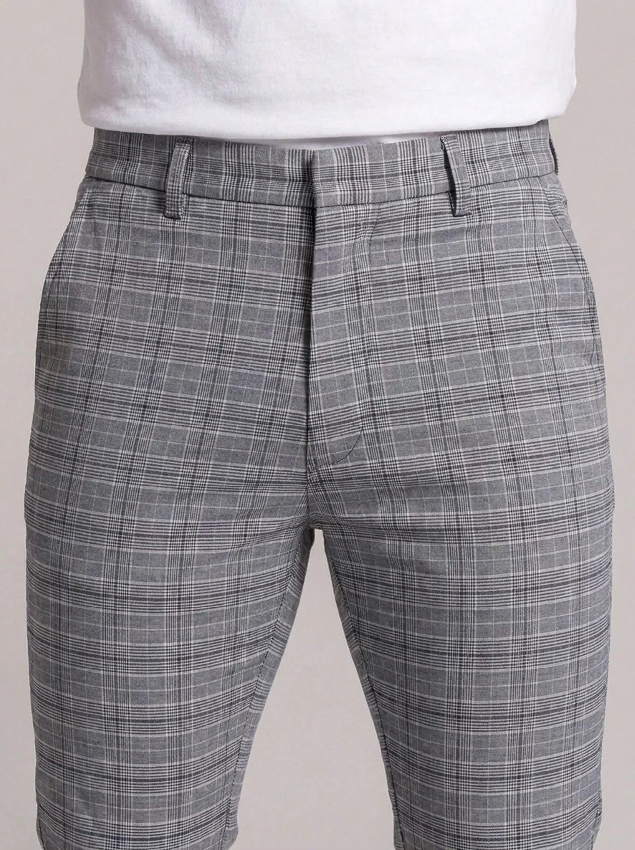 Emilio Check Trousers - Light Grey