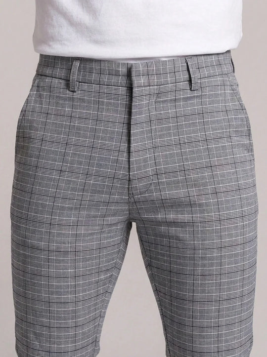 Emilio Check Trousers - Light Grey