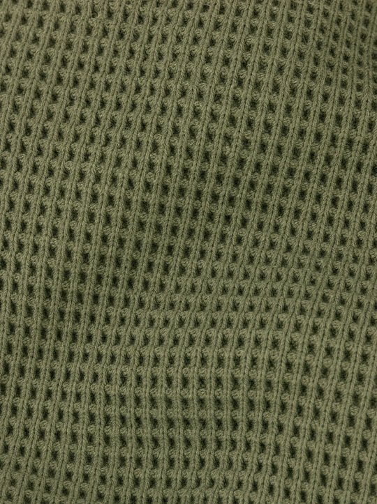 Henley Aviero Waffle Sweater - Army Green