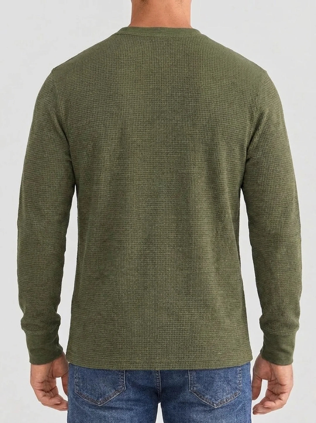 Henley Aviero Waffle Sweater - Army Green