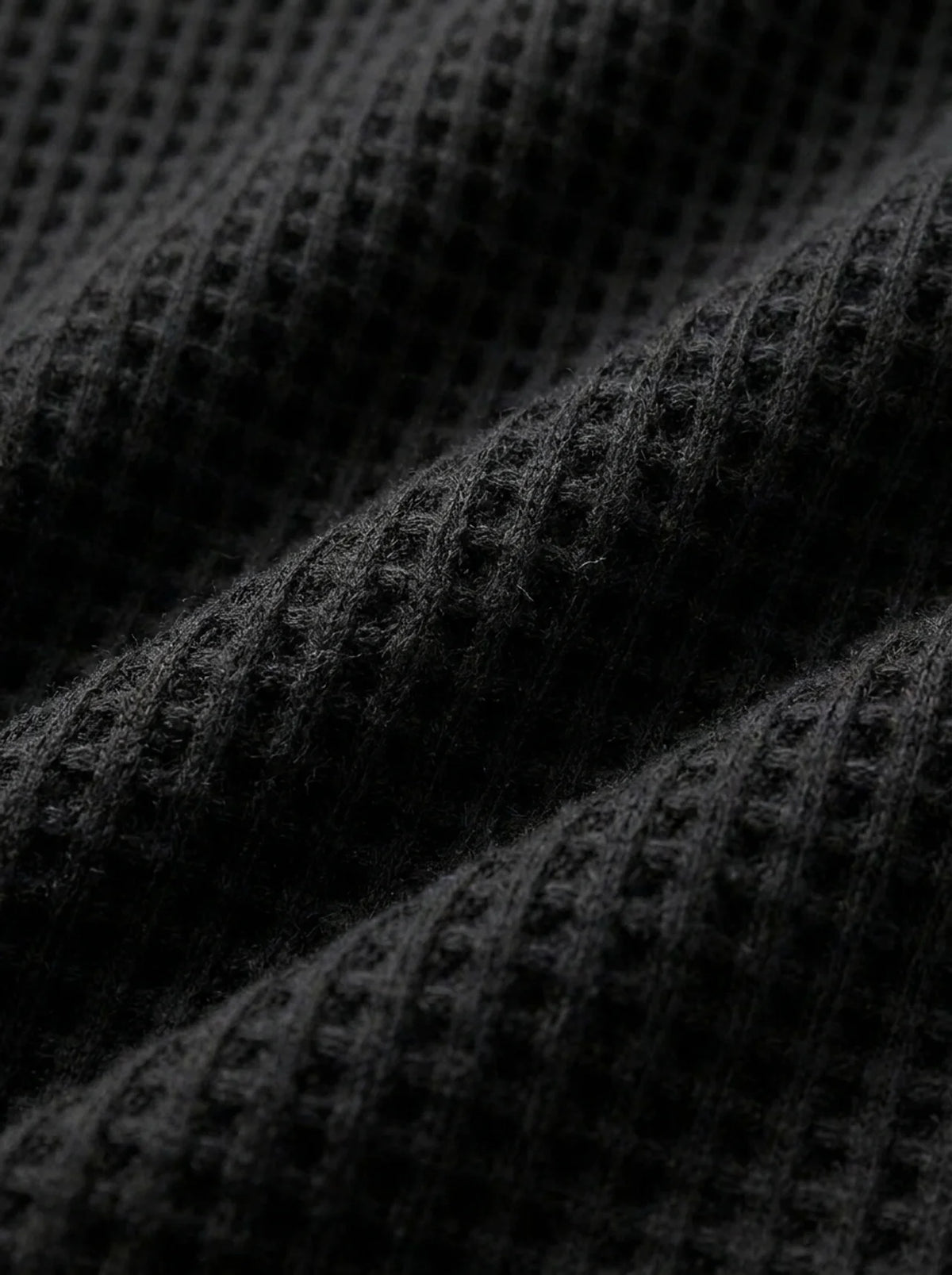 Henley Aviero Waffle Sweater - Black