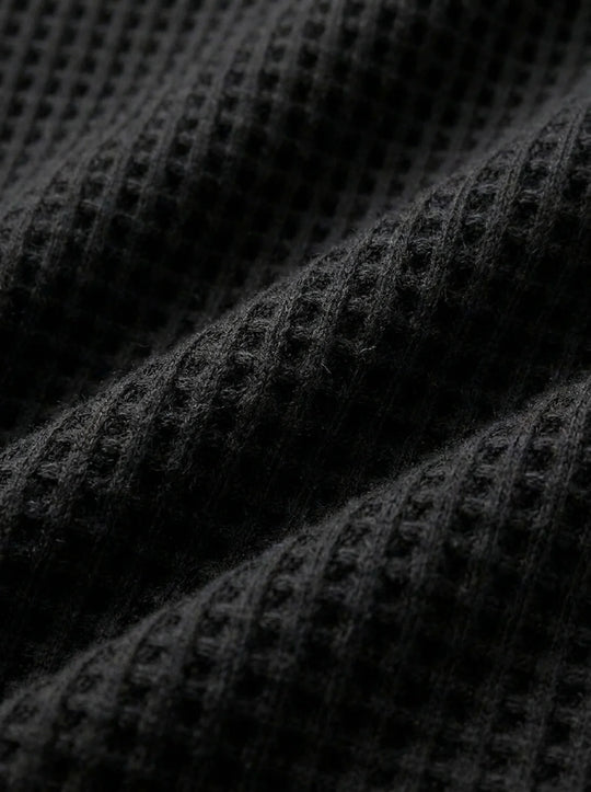 Henley Aviero Waffle Sweater - Black
