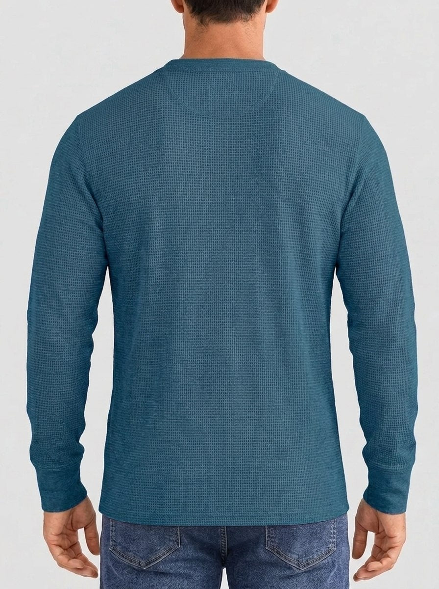 Henley Aviero Waffle Sweater - Blue