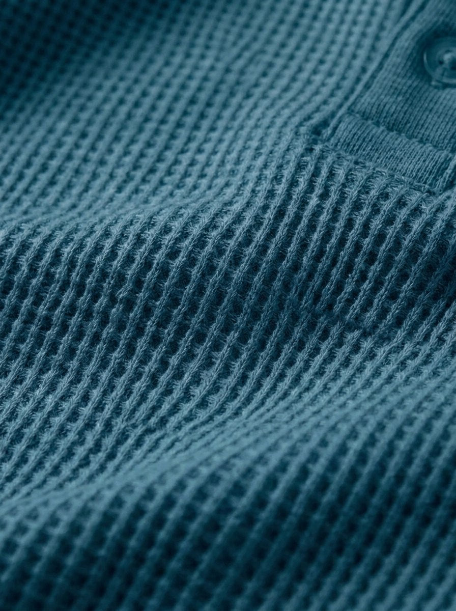 Henley Aviero Waffle Sweater - Blue