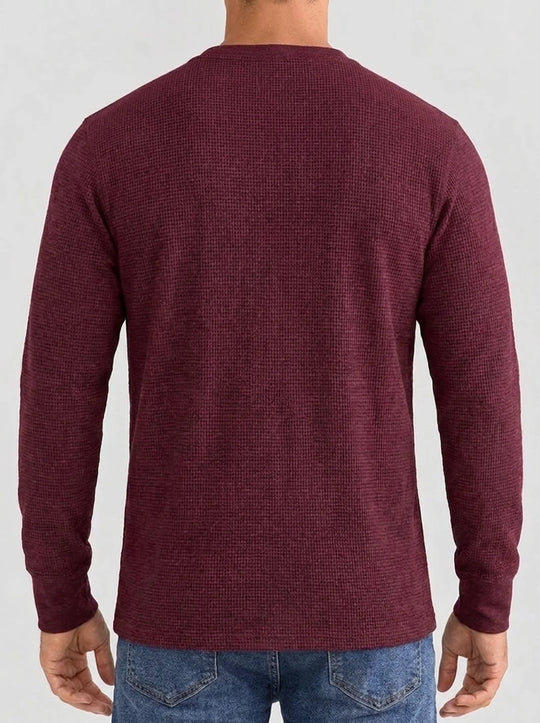 Henley Aviero Waffle Sweater - Burgundy