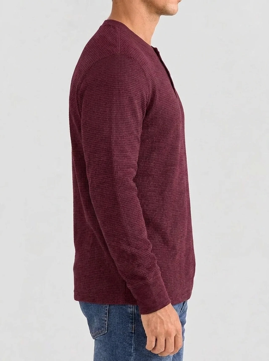 Henley Aviero Waffle Sweater - Burgundy
