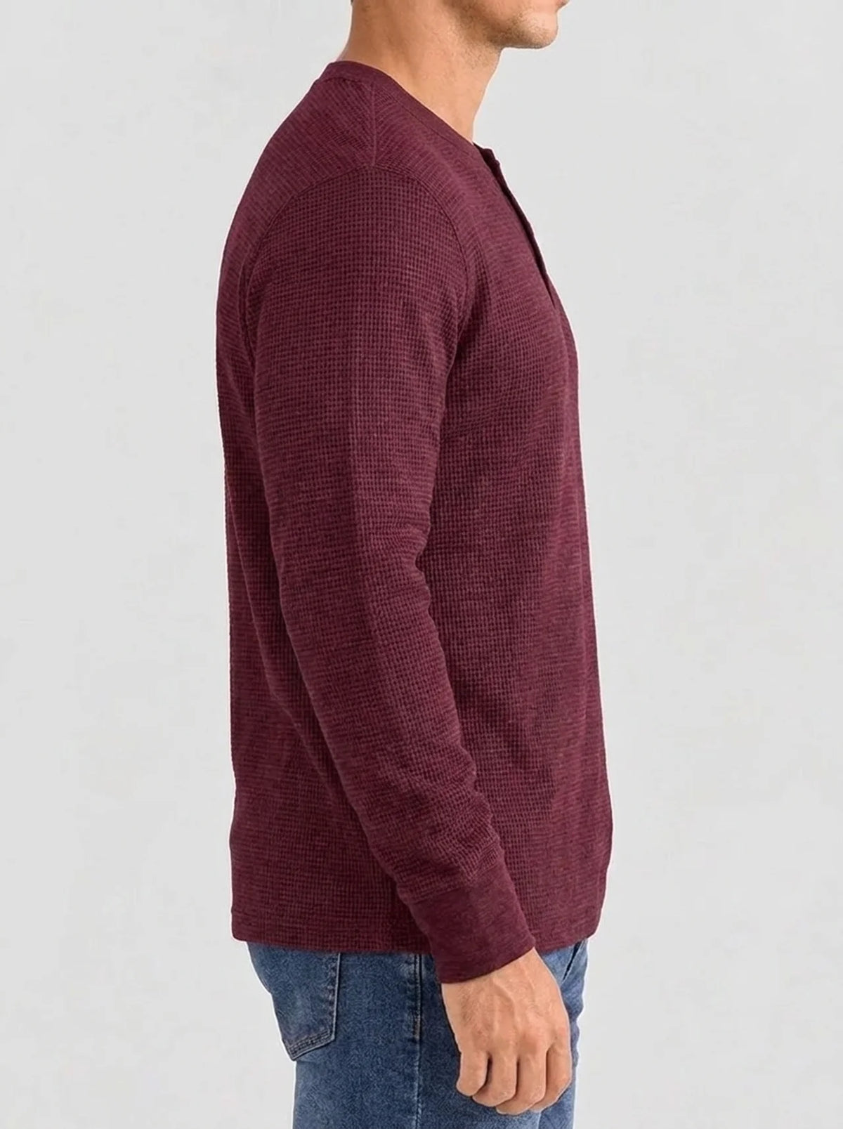Henley Aviero Waffle Sweater - Burgundy